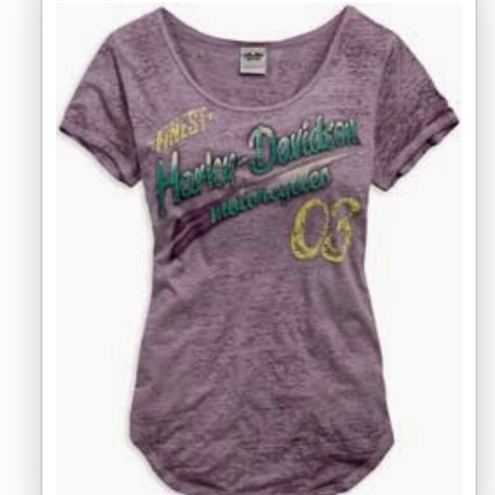Vintage ‘03 Harley Davidson Purple Burnout Short Sleeve T-Shirt MED Made in USA